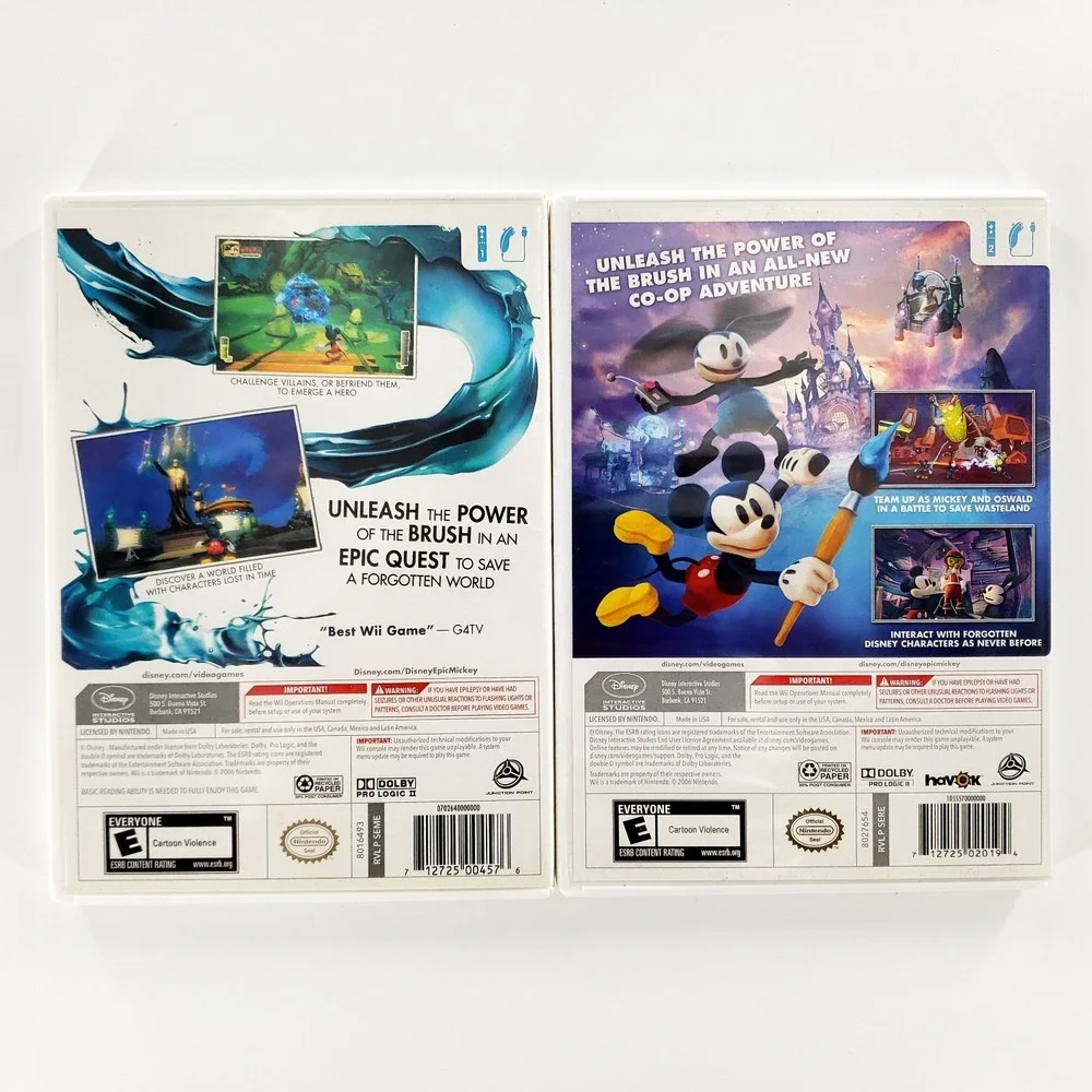 Disney Epic Mickey 1 & 2 w/ Paintbrush Controller Nintendo Wii Complete Tested
